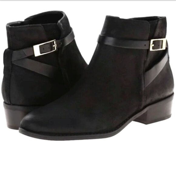 Franco Sarto Shandy Black Leather Booties/Ankle Boots Sz 7M #261C - Picture 1 of 9